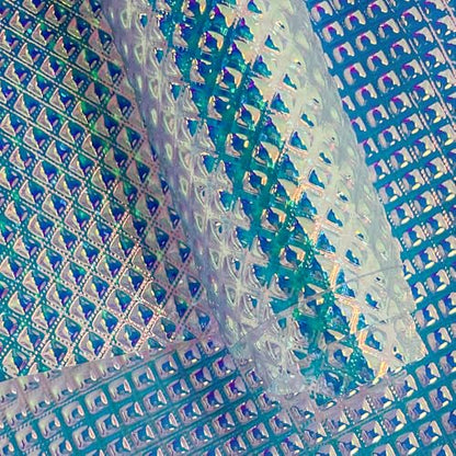 Iridescent Transparent Embossed Vinyl Holographic Blue Clear PVC Vinyl Craft Film 16"×54" for Sewing DIY Projects