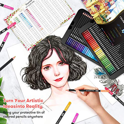 180 Colored Pencils Soft Core Color Pencil Set for Adult Coloring (180 Count)