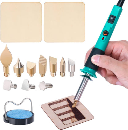 YIHUA 930-IV Pyrography Wood Burning Pen Kit Adjustable Temperature, Power Switch, Heat Deflector, Rubber Grip with 10 Pyrography Tips, 2 Wood Pieces, Flip-Up Pen Stand, for Woodburning DIY Crafts - Crafty Corner