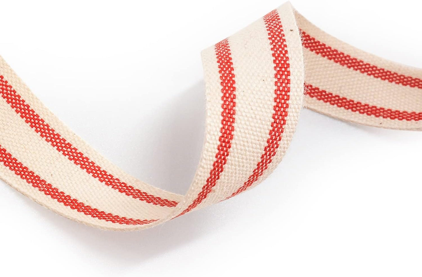 CT CRAFT LLC Ivory Cotton Red Stripes Ribbon 5/8" x 10 Yards for Home Décor Gift Present Wrapping DIY Crafts Birthday Wedding Bouquet Christmas - Crafty Corner