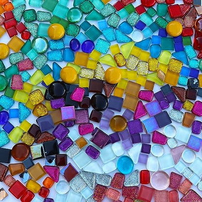 1.1LB Assorted Colors Irregular Crystal Glass Mosaic Tiles (17.6 Ounce)