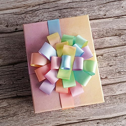Pastel Ribbon Pastel Rainbow Ribbon 1 inch Rainbow Craft Ribbons Gift Satin Ribbons for Gift Wrapping Wedding Pride Party Birthday Party Decoration Making Hair Bows (75 Foot)
