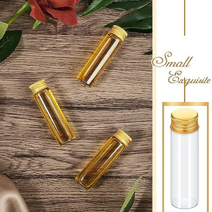 100 Pcs Small Clear Vials Spice Mini Jars with Lids Mini Glass Bottles with Screw Aluminum Metal Caps Tiny Jars Sample Containers for Powder Cream Cosmetic Jewelry Wedding (100 Count)