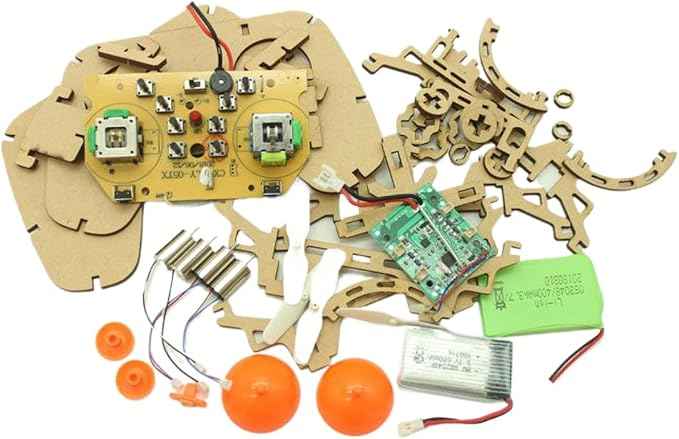 Wooden Assembled DIY Quadcopter Drone Model School Science And Education Experiment Remote Control Aircraft Model Training(B)