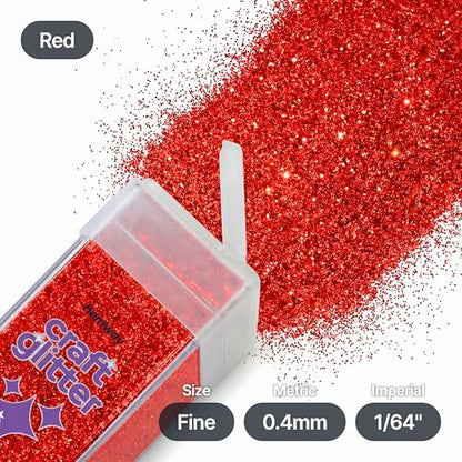 Craft Glitter Shaker Red 130g Fine (3.8 Ounce)