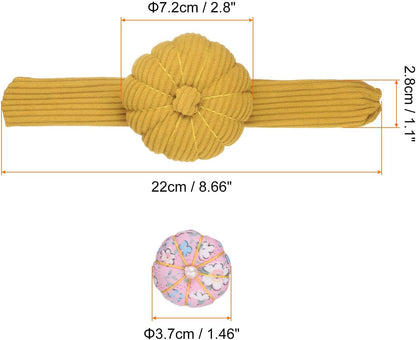 HARFINGTON Wrist Pin Cushions, Sewing Needle Pin Cushion Adjustable Strap with Elastic Strap Finger Ring Pincushions Fit All Wrist Sizes for Sewing Quilting Needlework DIY Crafts, Yellow/Pink