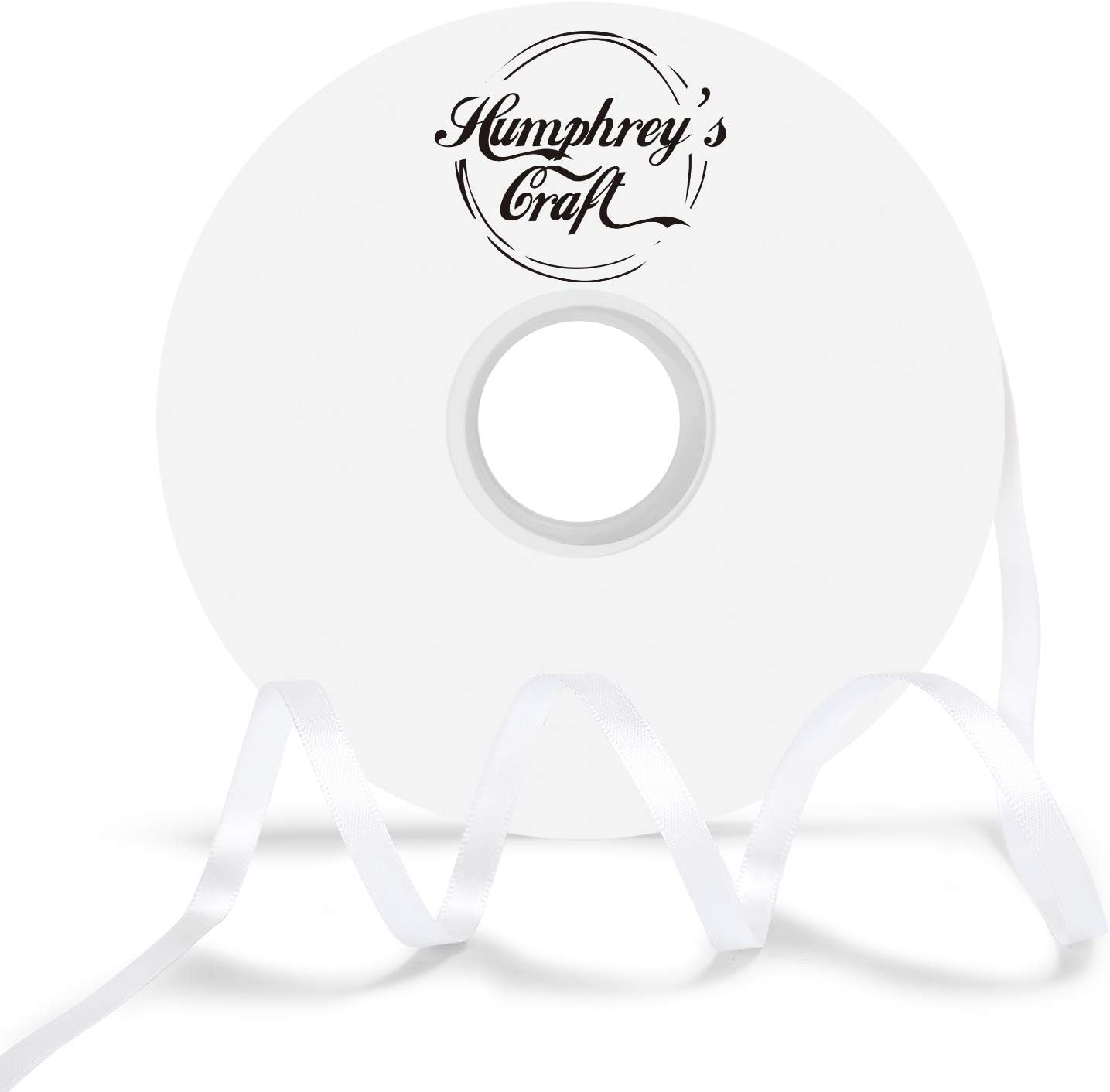 Humphrey's Craft 1/4 Inch White Double Faced Satin Ribbon - 50 Yards Variety of Color for Crafts Gift Wrapping DIY Bows Bouquet Decoration Sewing Christmas Tree Wedding and Invitation Card. - Crafty Corner