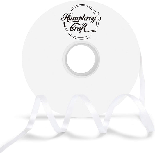Humphrey's Craft 1/4 Inch White Double Faced Satin Ribbon - 50 Yards Variety of Color for Crafts Gift Wrapping DIY Bows Bouquet Decoration Sewing Christmas Tree Wedding and Invitation Card. - Crafty Corner