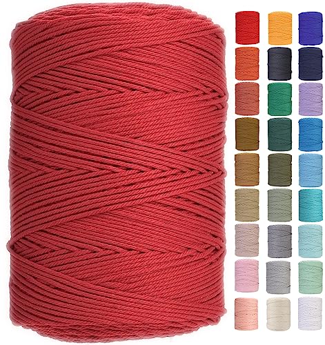 Macrame Cord 3mm x 546yards Natural Macrame Cotton Rope Colored Macrame Rope Soft Cotton Cord Macrame Supplies Craft Rope Macrame Yarn for Plant Hanger Wall Hanger Dreamcatcher