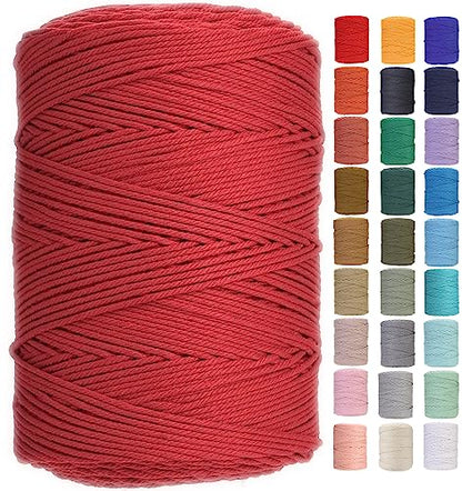 Macrame Cord 3mm x 546yards Natural Macrame Cotton Rope Colored Macrame Rope Soft Cotton Cord Macrame Supplies Craft Rope Macrame Yarn for Plant Hanger Wall Hanger Dreamcatcher