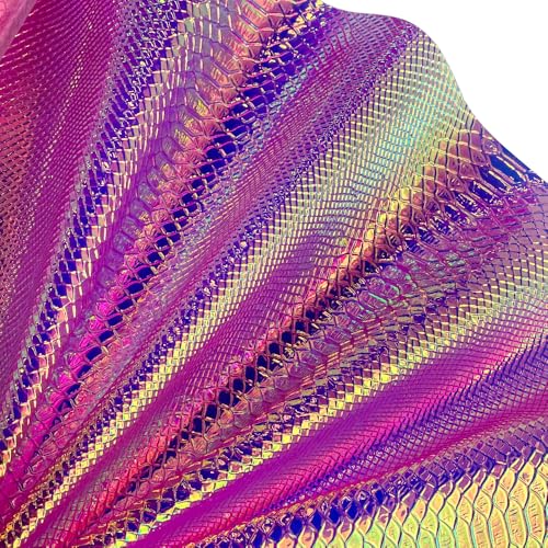 Iridescent Transparent Embossed Vinyl Holographic Blue Clear PVC Vinyl Craft Film 16"×54" for Sewing DIY Projects