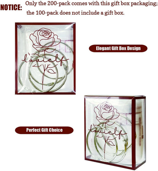 Embroidery Threads Cross Stitch Floss Bag Organizer 5.12 x 3.6 inch - 200 Pack with 4 Rings