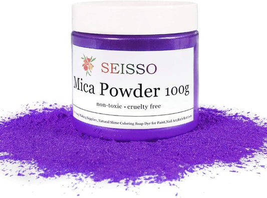 Purple Mica Powder for Epoxy Resin 3.5 oz /100g Powdered Pigment for Soap Colorant Bath Bomb Dye, Cosmetic Grade for Lip Gloss, Acrylic Nails Polish, Craft Projects