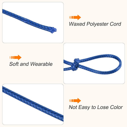 MECCANIXITY Waxed Polyester Cord 2mm 98 Yard Dark Blue