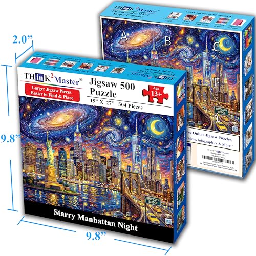 Starry Manhattan Night 500 Pieces Large Format Jigsaw Puzzle