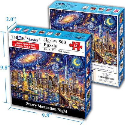Starry Manhattan Night 500 Pieces Large Format Jigsaw Puzzle