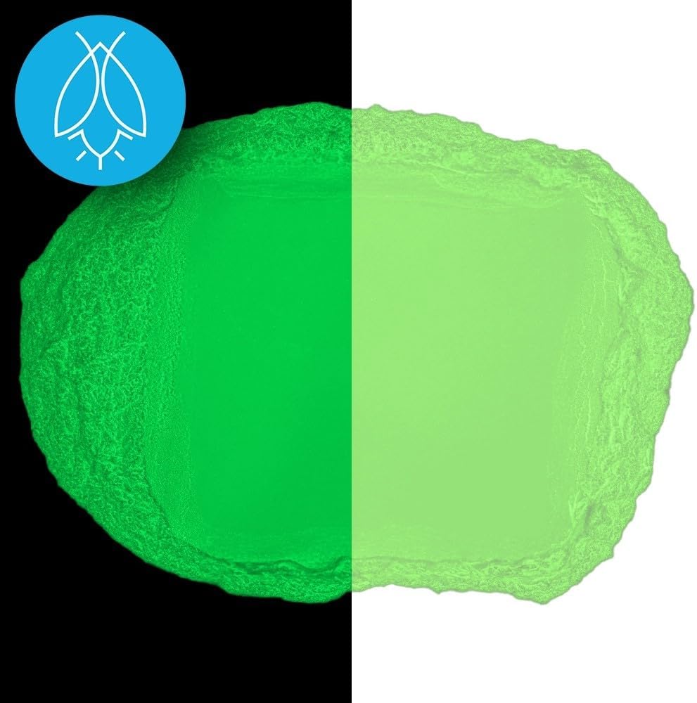 Glow in The Dark Pigment Powder - Neutral and Fluorescent Color for Art Painting, Fine Art, Nail Art Paint, and DIY Crafts - Long Lasting, 10+ Color Options - Fluorescent Green - (12 Grams/ .42oz)