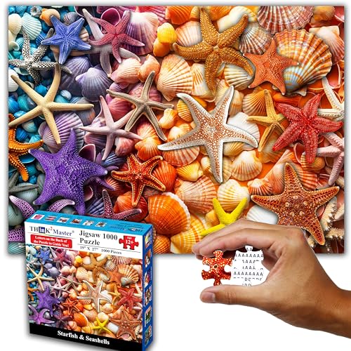 Colorful Rainbow of Starfish & Seashells 1000 Pieces Large Format Jigsaw Puzzle for 13+