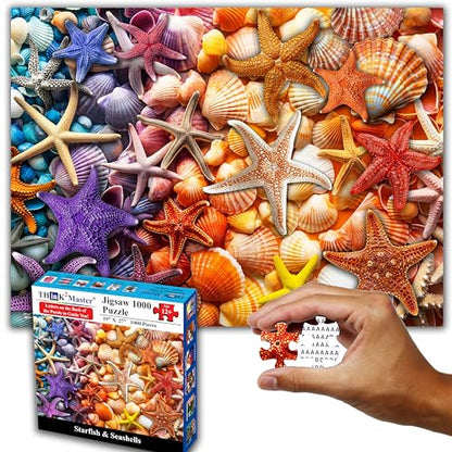 Colorful Rainbow of Starfish & Seashells 1000 Pieces Large Format Jigsaw Puzzle for 13+