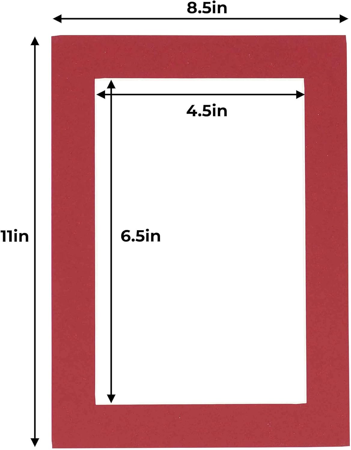 5x7 Mat for 8.5x11 Frame - Precut Mat Board Acid-Free Deep Red 5x7 Photo Matte Made to Fit a 8.5x11 Picture Frame, Premium Matboard for Family Photos, Show Kits, Art, Picture Framing, Pack of 100 Mats