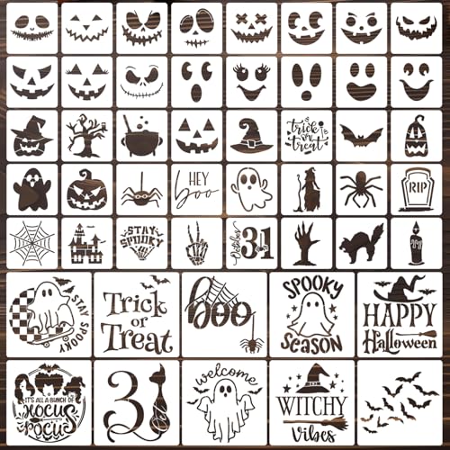Halloween Stencils for Painting Small Pumpkin Face Stencils (50 Count)