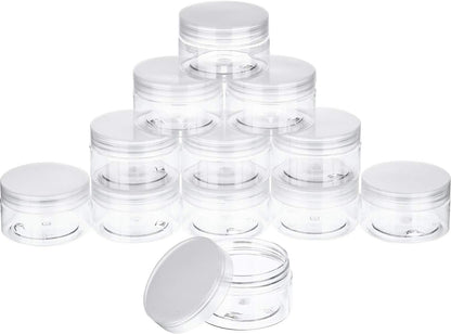 SATINIOR 12 Pack 4 oz Plastic Container Jars with Lids Round Clear Travel Cosmetic Container Jars for Toiletries, Lotion, Cream, Ointments, Makeup, Rhinestone, Samples, Kitchen Storage, White