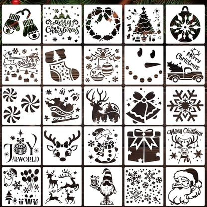 Christmas Stencils for Crafts Reusable 6" Holiday Stencils (25 Count)