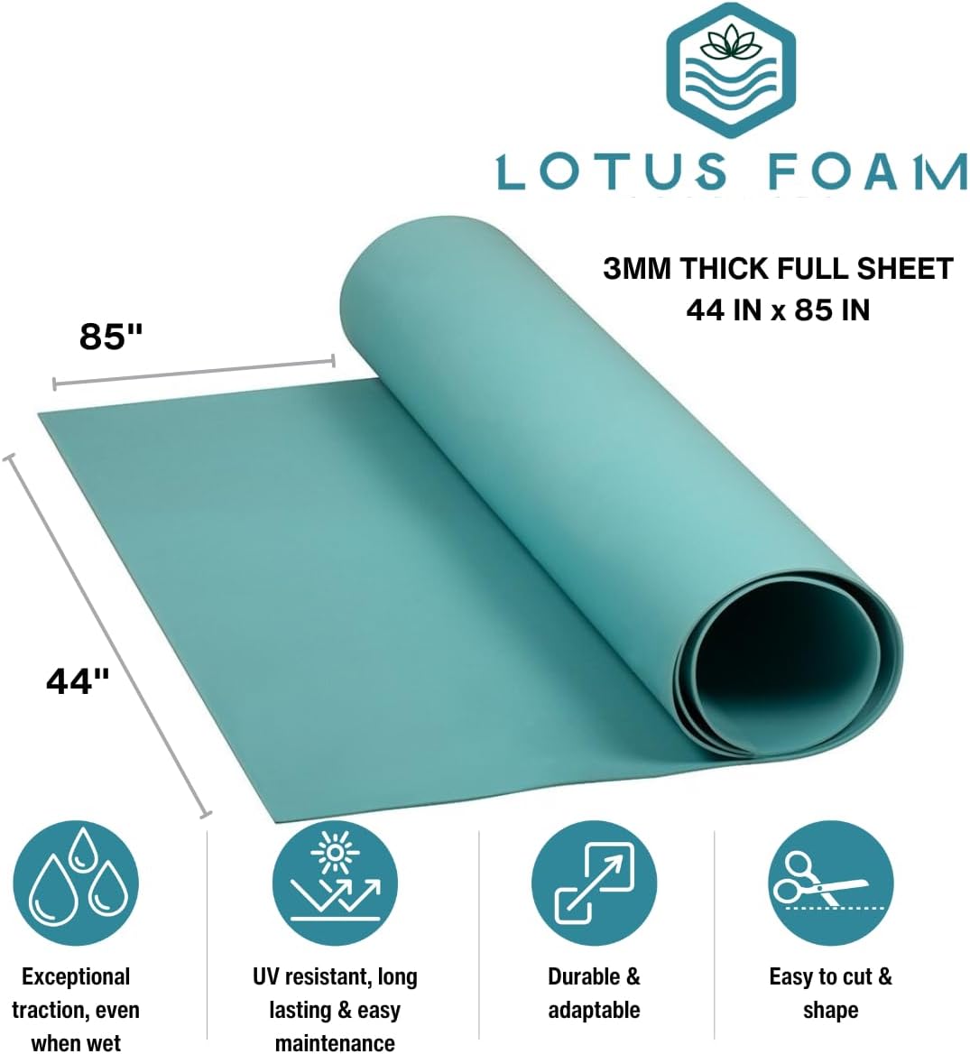 LotusFoam Large 3mm EVA Foam Sheet - 44"x 85" High Density Foam 130 kg/m3 for Cosplay, Costumes, Crafts, Flooring, Outdoor Use - 35 Colors (Coral Blue) - Coral Blue - Crafty Corner