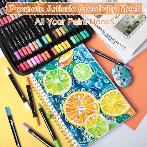 80 Colors Dual Tip Acrylic Paint Markers (80 Count)