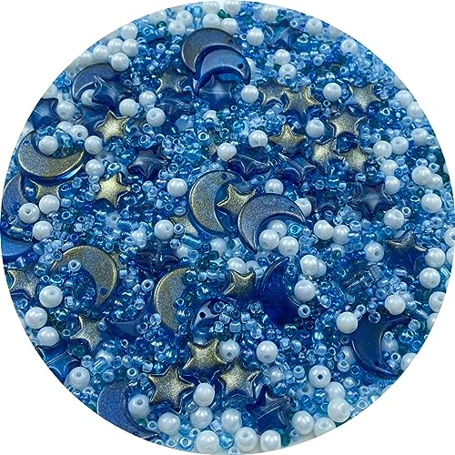 Assorted Glass Beads for Jewelry Making Multi Size Colors Glass Star Moon Seed Pearl Spacer Beads for Bracelets Necklace Earring Making (2.8219 Ounce)