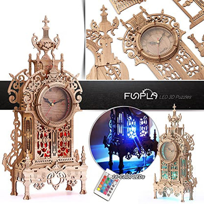3D Wood Puzzle LED Tower Clock (58 Count)