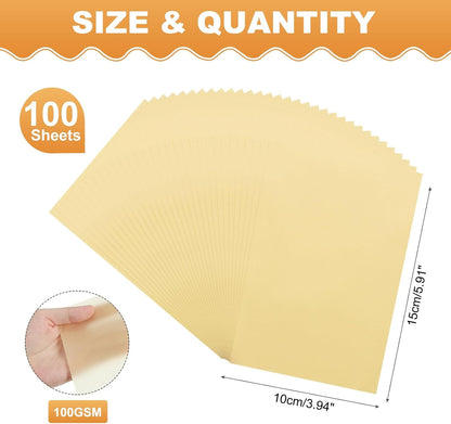 MECCANIXITY 100 Sheet Colored Vellum Paper 4" x 6", 100gsm Translucent Printable Vellum Sheets for Printing Wedding Invitations Inkjet Laser Printer, Gold