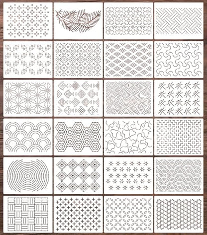 Sashiko Stencil Embroidery Stencils for Crafts Reusable 8"x6"