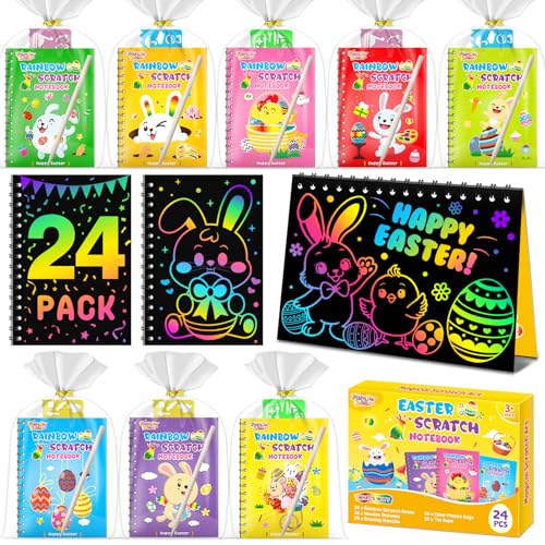 24 Pack Rainbow Scratch Notebook Art Party Favors for Kids (24 Count)