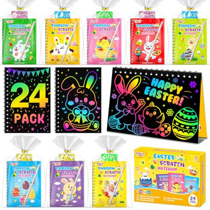 24 Pack Rainbow Scratch Notebook Art Party Favors for Kids (24 Count)
