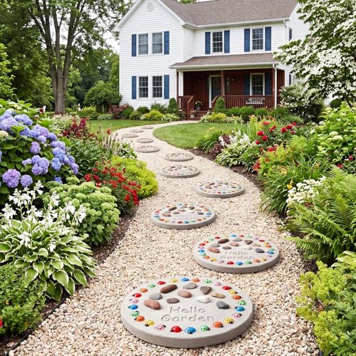12 Kit DIY Stepping Stone Mold 10 Inch for Garden (12 Count)