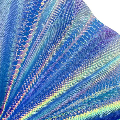 Iridescent Transparent Embossed Vinyl Holographic Blue Clear PVC Vinyl Craft Film 16"×54" for Sewing DIY Projects