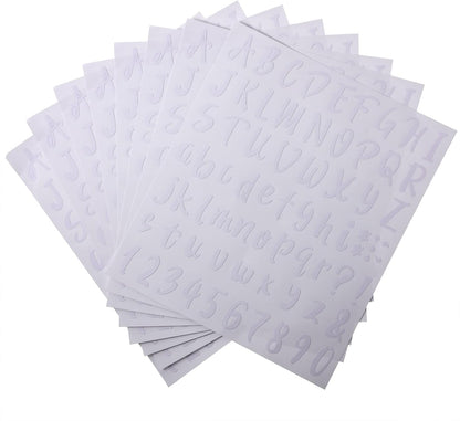 Outus 576 Pieces 8 Sheets Letters Stickers Self Adhesive Vinyl Letter Alphabet Number Stickers Mailbox Numbers Sticker, Decals for Classroom Decor, Sign, Door(White,1 Inch)