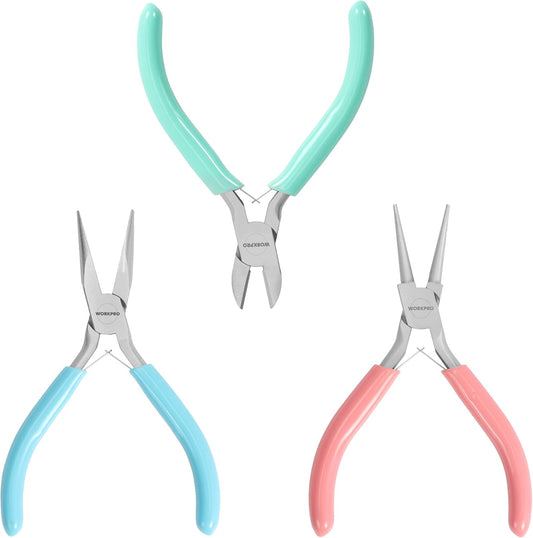WORKPRO Jewelry Pliers Set, 3 Pack Jewelry Making Tool Kit Includes Mini Needle Nose Plier/Chain Nose Plier, Round Nose Plier and Wire Cutter for Jewelry Repair, DIY Crafts, Jewelry Making Supplies - Crafty Corner