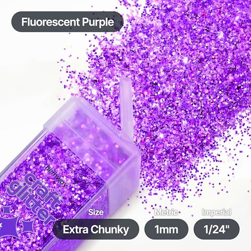 Craft Glitter Shaker Fluorescent Purple 130g Extra Chunky (3.8 Ounce)