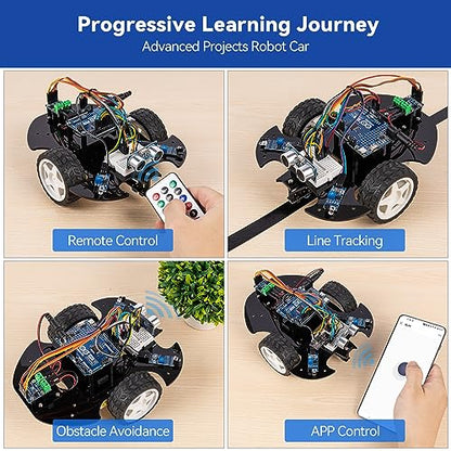 3-in-1 Super Starter Kit with Original Arduino Uno R4 Minima, IoT&Smart Car Projects, ESP8266 WiFi, 50+ Step-by-Step Tutorials for Beginners to Engineers, RoHS Compliant
