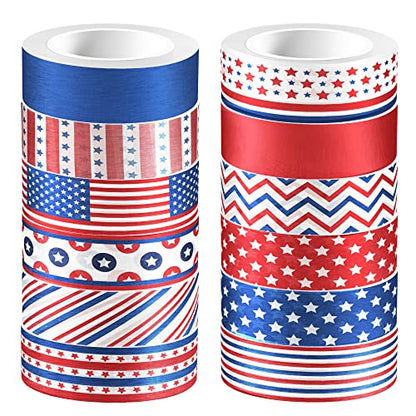 Washi Tape 12 Rolls Washi Tape Set Patriotic Packing Tape American Flag Washi Masking Tape Decorative Paper Stickers Decorative Tape for Gifts Wrapping DIY Art Crafts (200 Foot)