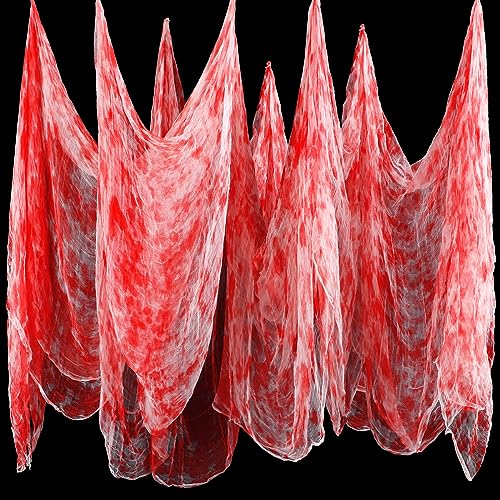 Halloween Cheese cloth 70.87 x 196.85 Inch Bloody Cheesecloth Roll for Crafts Large Cotton Muslin Gauze Fabric for Halloween Outdoor & Indoor Spooky Decoration