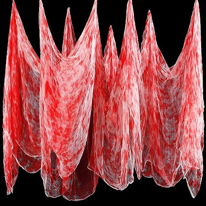 Halloween Cheese cloth 70.87 x 196.85 Inch Bloody Cheesecloth Roll for Crafts Large Cotton Muslin Gauze Fabric for Halloween Outdoor & Indoor Spooky Decoration