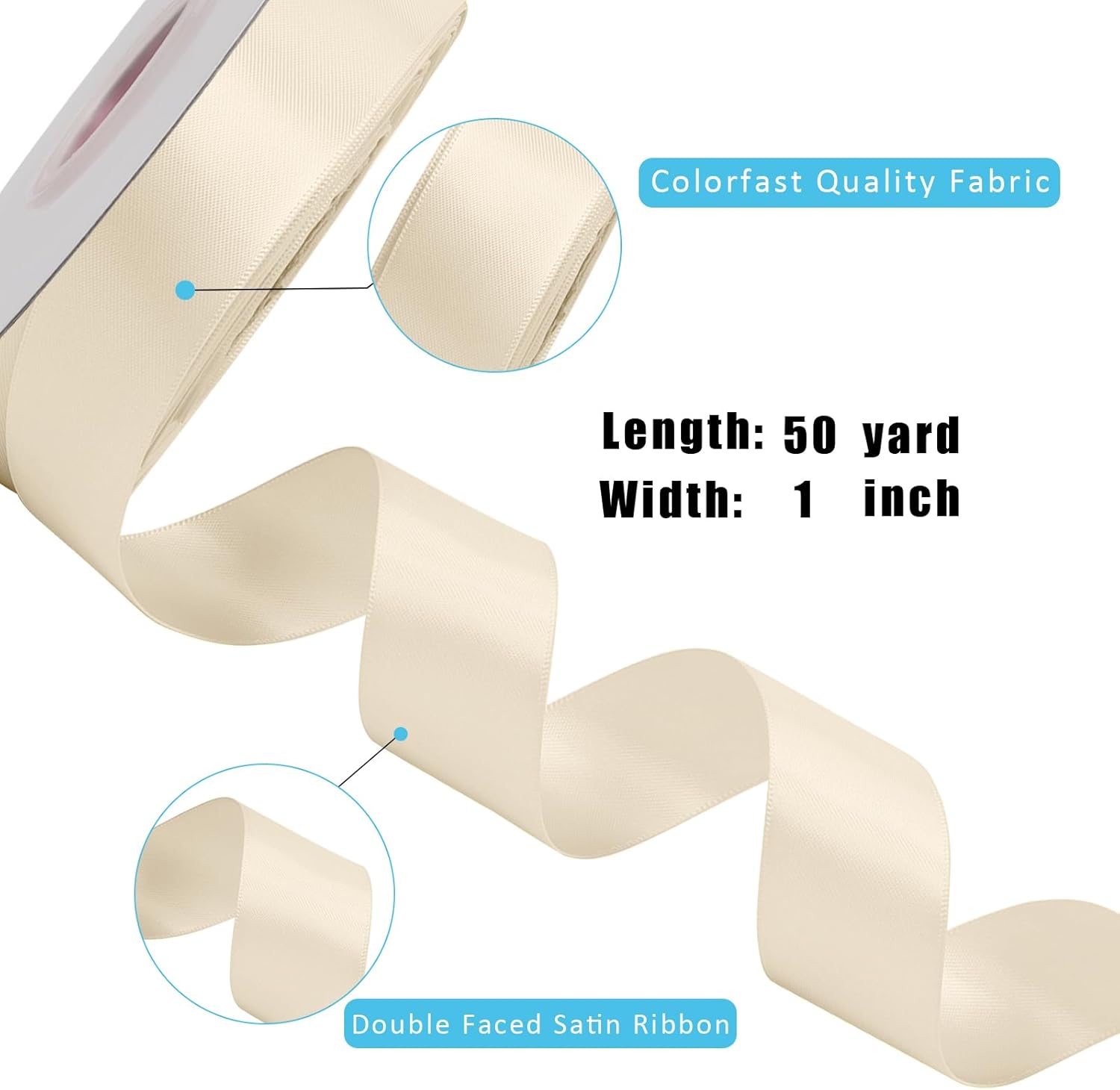LaRibbons 1 Inch 50 Yard Double Faced Satin Ribbon,Nude Beige Satin Craft Fabric Ribbon for Gift Wrapping Floral Bouquets Wedding Party Decoration - Crafty Corner