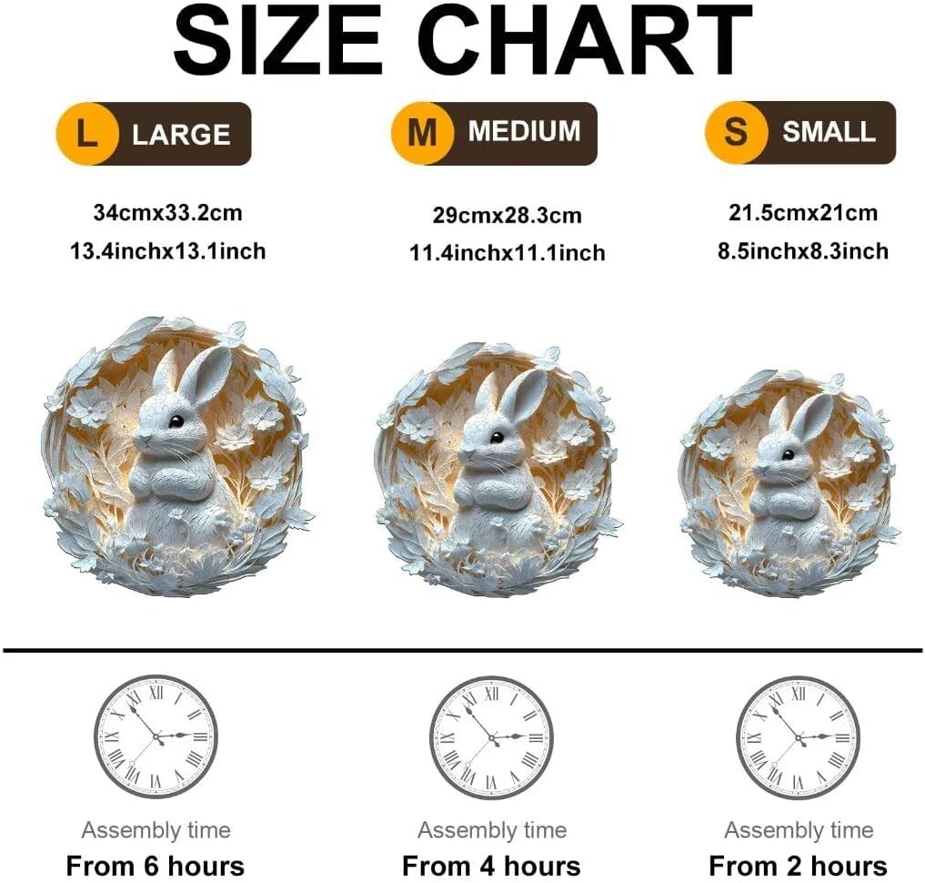 Wooden Puzzles Adults, 3D Paper Rabbit Puzzles 290 Pieces, Unique Animal Shaped Wood Challenging Jigsaw Christmas Puzzles Gifts for Adults, 13.4x13.1in