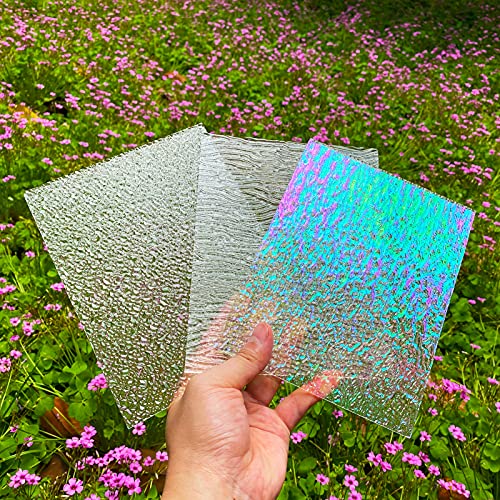 6 Sheets Large Clear Textured Stained Glass
