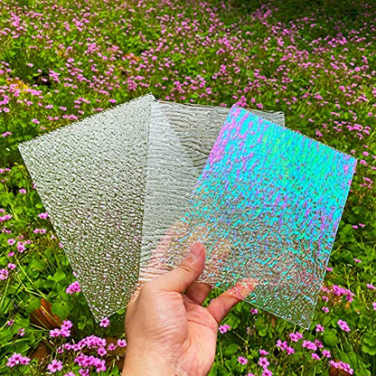 6 Sheets Large Clear Textured Stained Glass