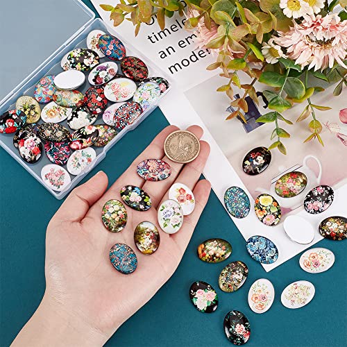 50pcs Oval Glass Cabochons