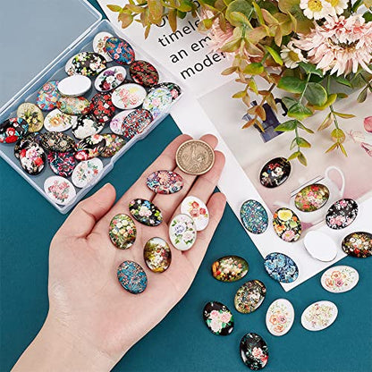 50pcs Oval Glass Cabochons
